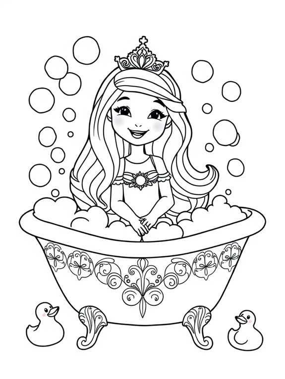 princess enjoying bubble bath