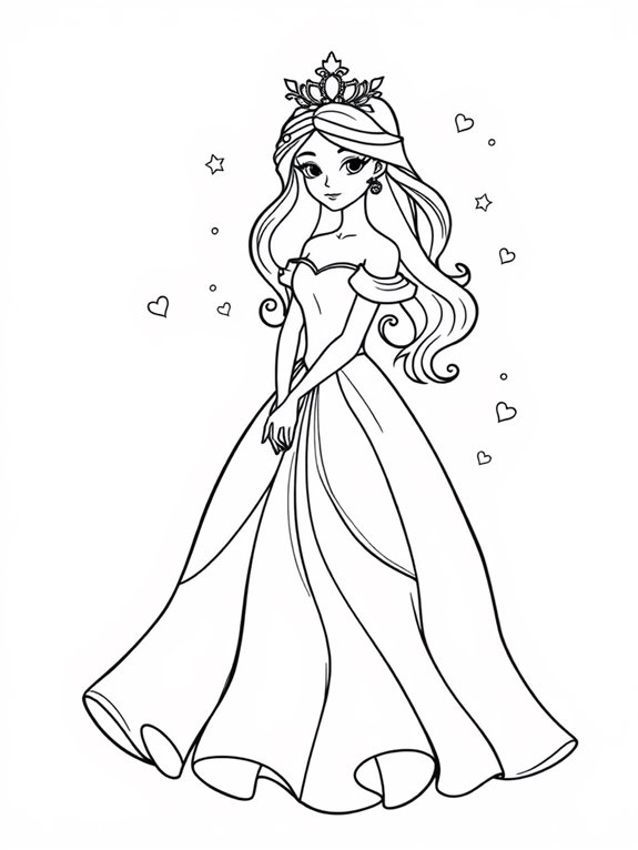 princess line art coloring