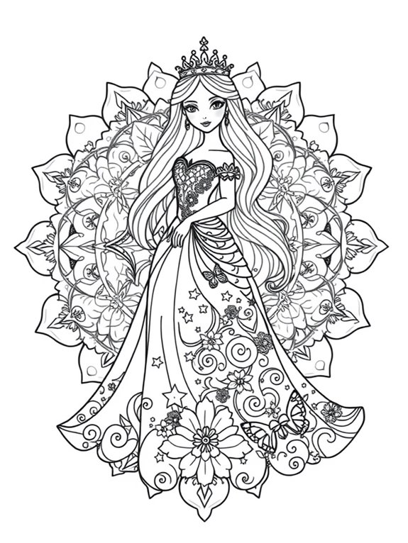 princess mandala coloring page