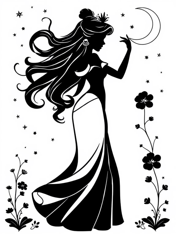 princess silhouette coloring page