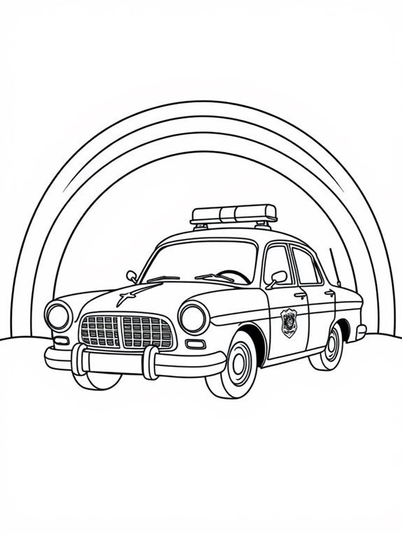 rainbow police car coloring