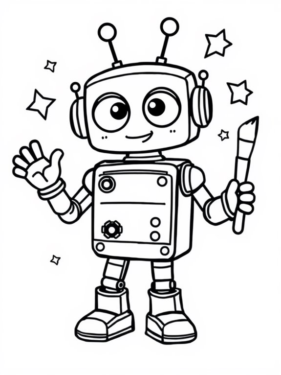 robot themed coloring activity