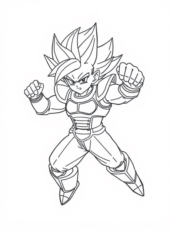 saiyan action pose coloring
