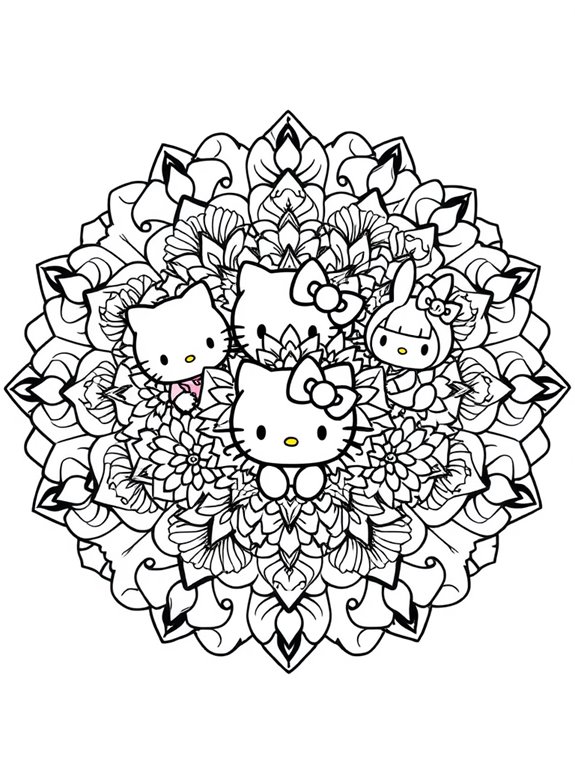 sanrio characters coloring mandala