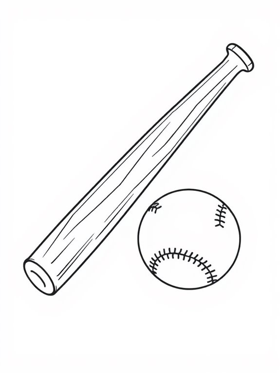 softball bat and ball