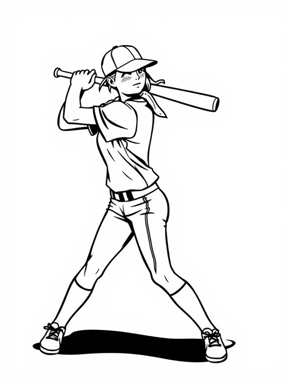softball player coloring page