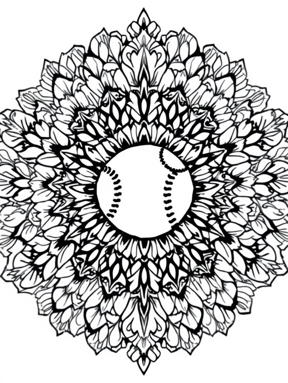 softball themed floral mandala