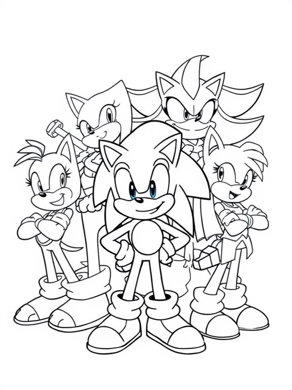 sonic and friends coloring page