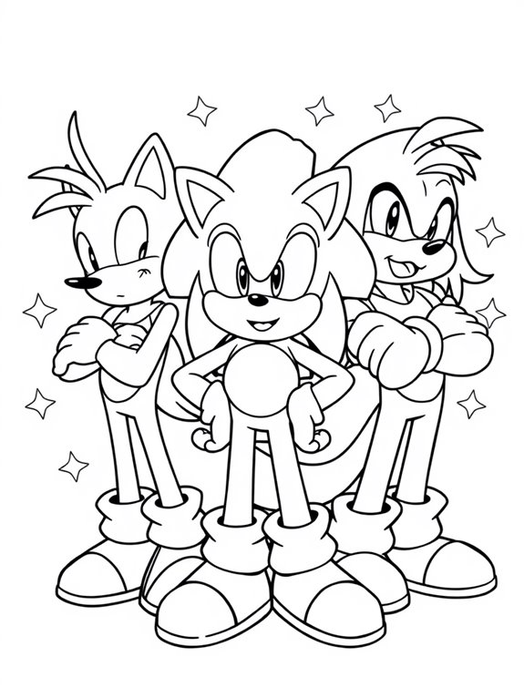 sonic and friends coloring page