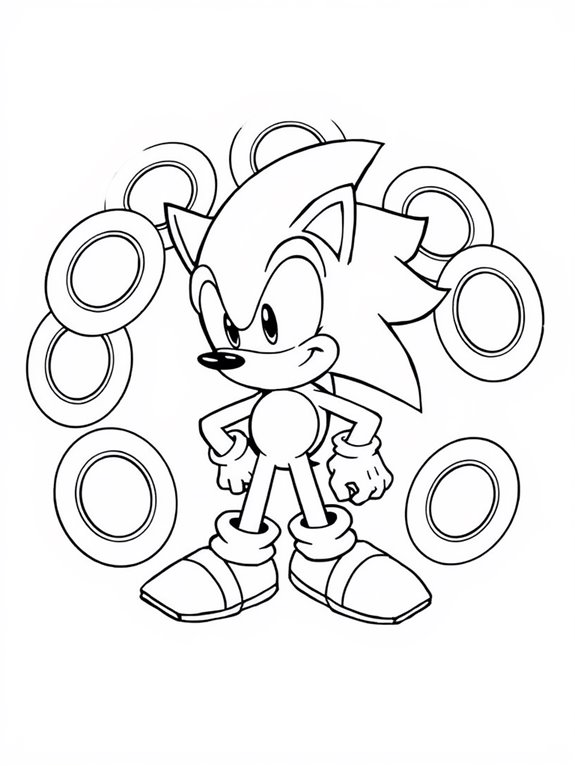 sonic coloring page rings
