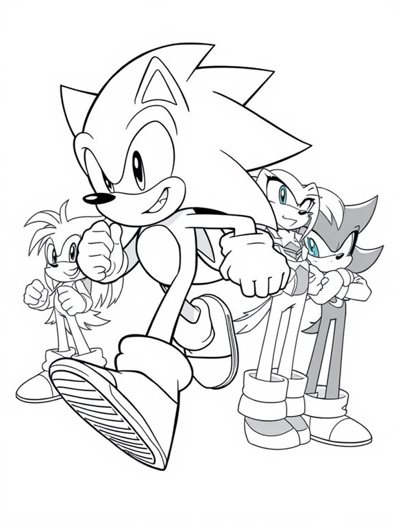 sonic prime friends coloring page