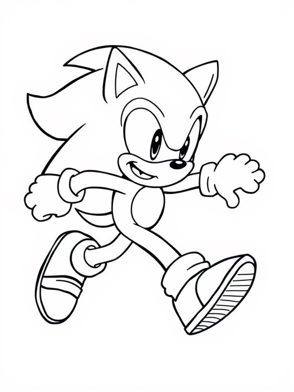 sonic running coloring page