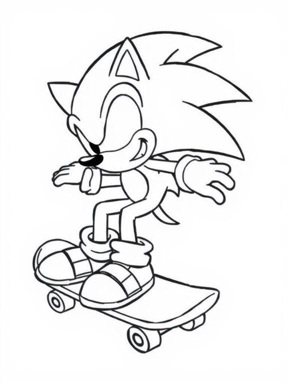 sonic skating on skateboard
