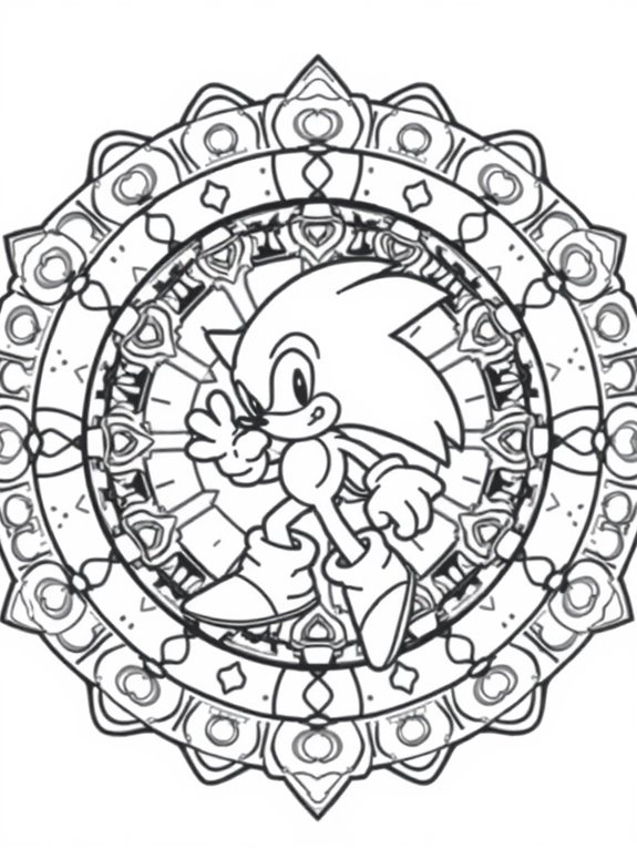 sonic themed mandala coloring page