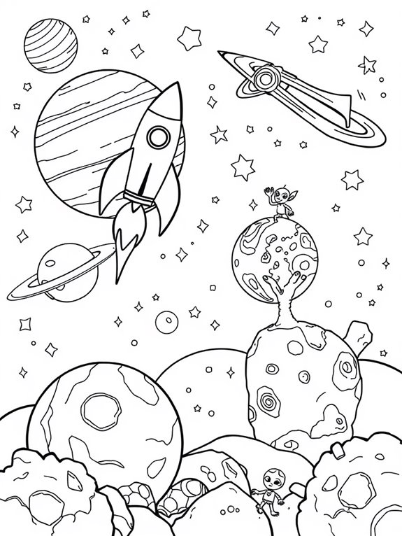 space themed coloring activity