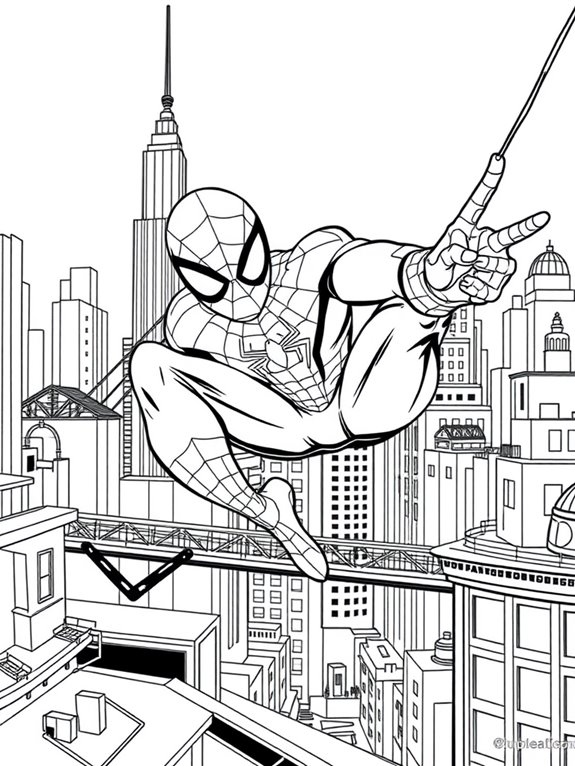12 Free Printable Spider Man Coloring - Spider Man City Skyline Coloring