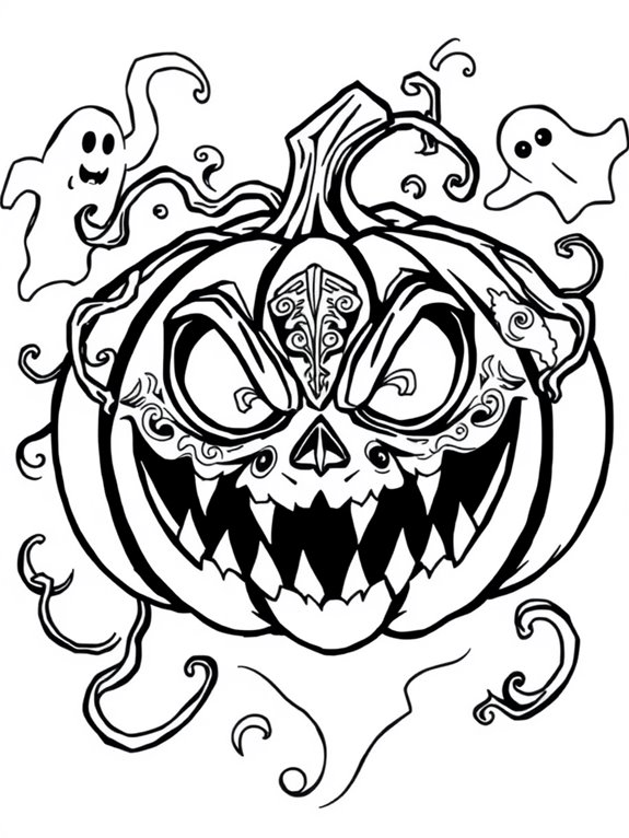 spooky pumpkin coloring activity