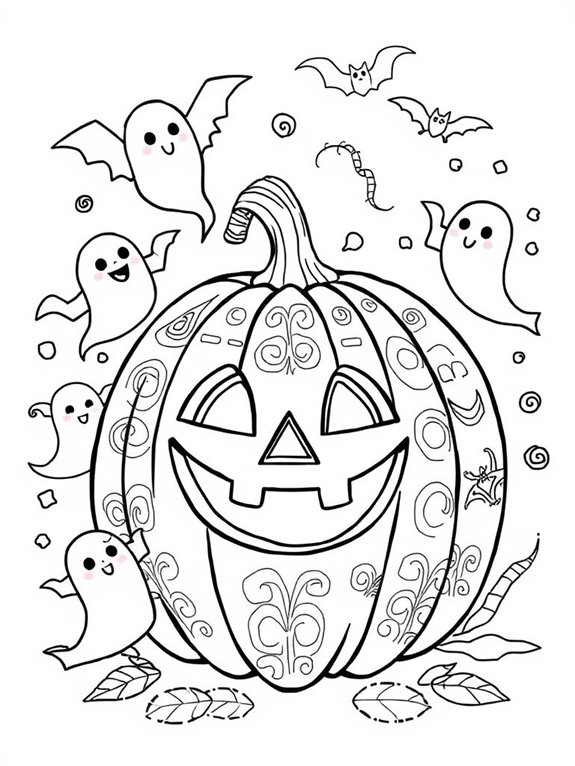 spooky pumpkin coloring page