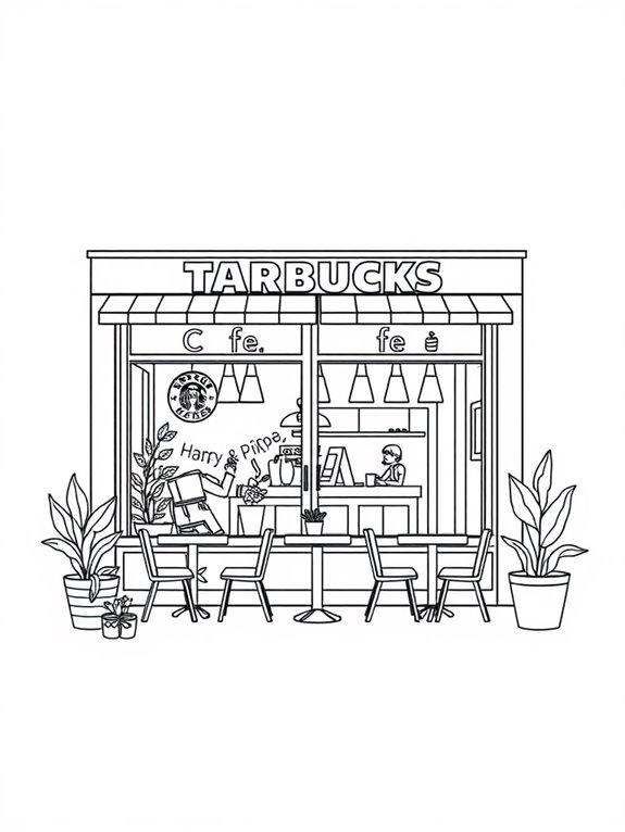 starbucks caf line art
