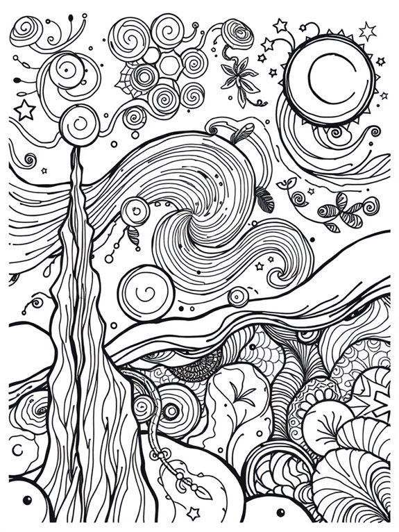 starry night coloring design