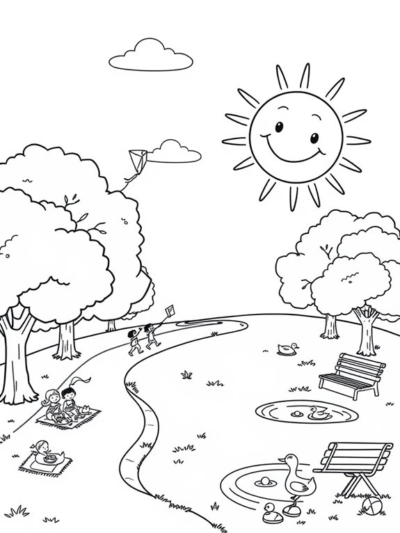 sunny park coloring page