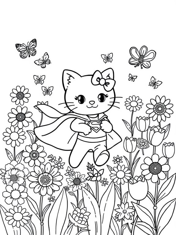 super kitty among flowers