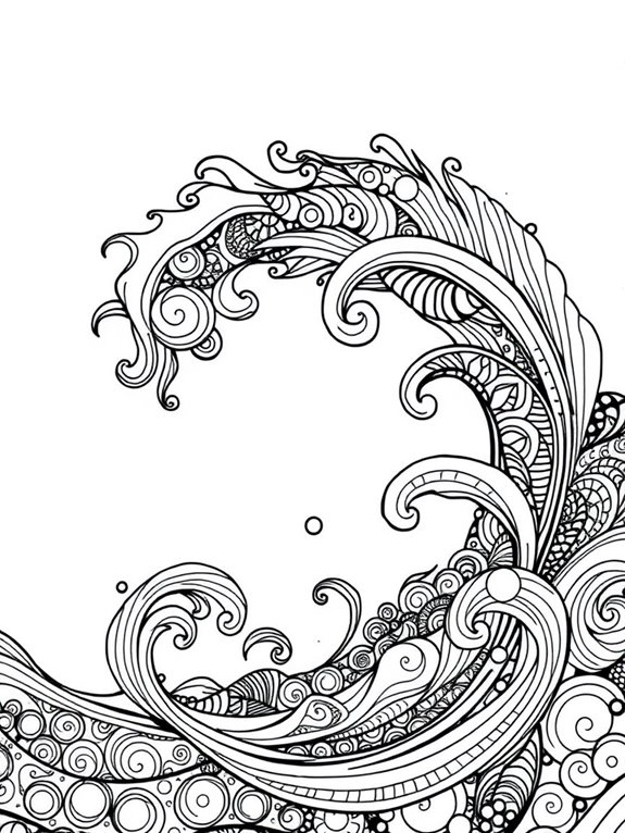 swirling waves coloring page