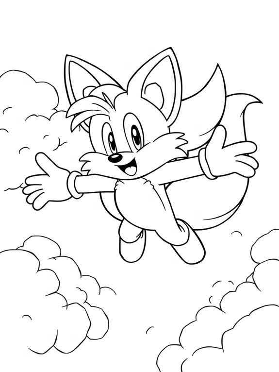 tails the fox coloring page