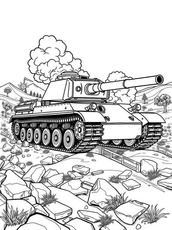 tank battle coloring activity