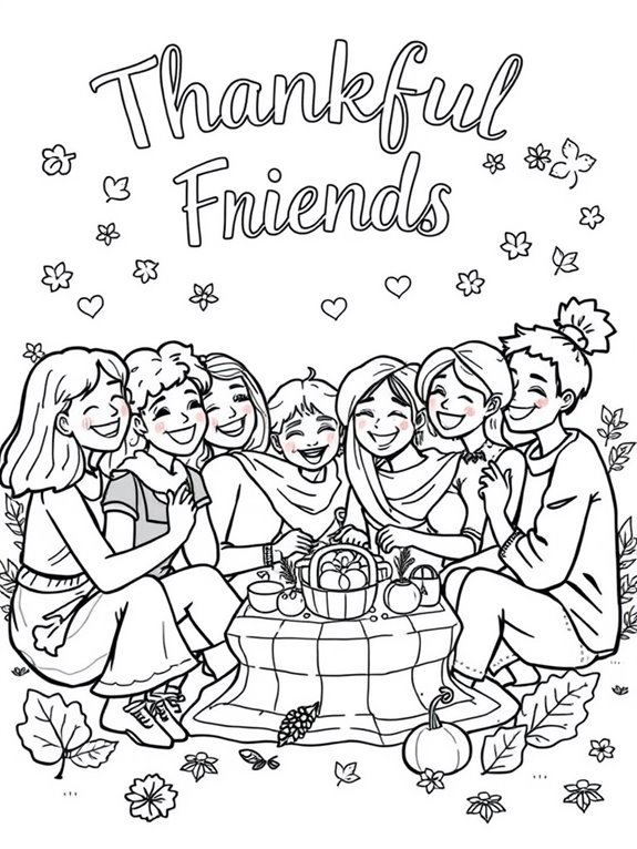 thankful friends coloring activity