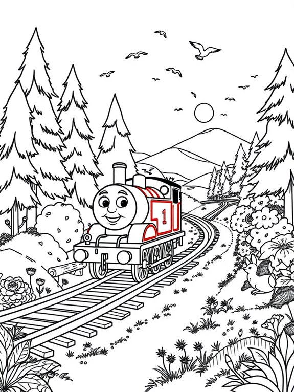 thomas coloring nature scene