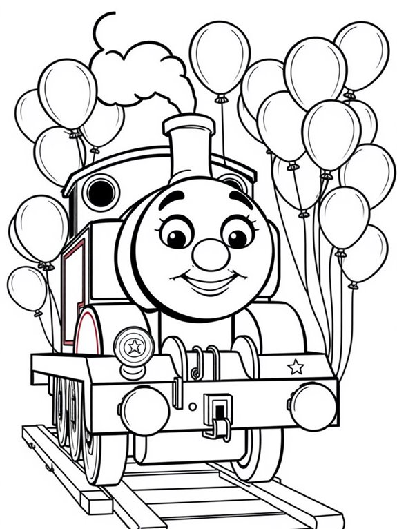 thomas holding colorful balloons