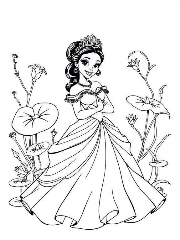 tiana coloring page activity