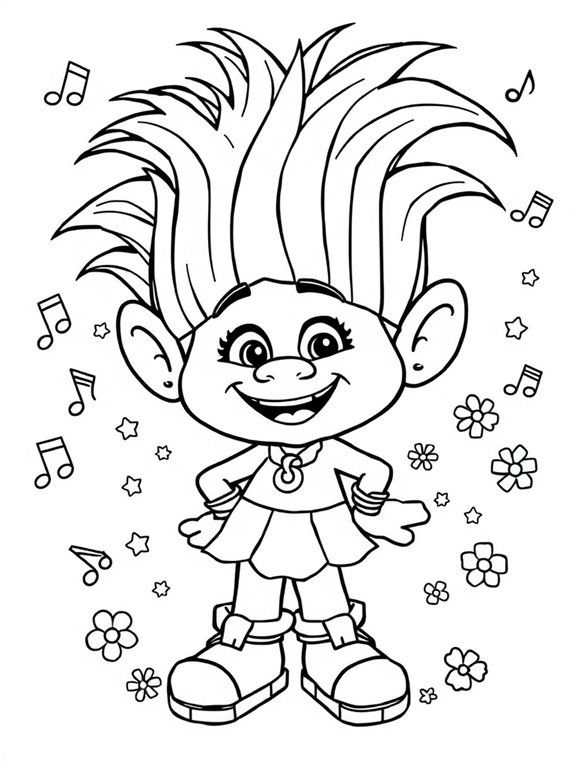 trolls character coloring page
