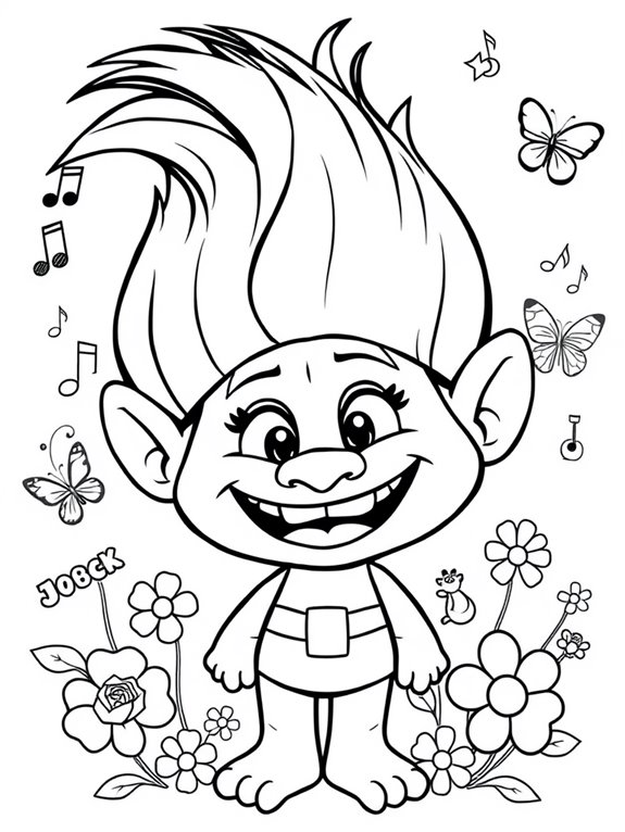 trolls coloring page art