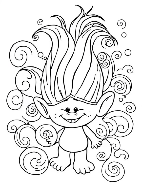 trolls coloring page design