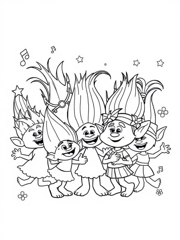 trolls coloring page fun