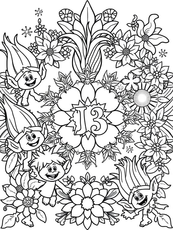trolls themed coloring page