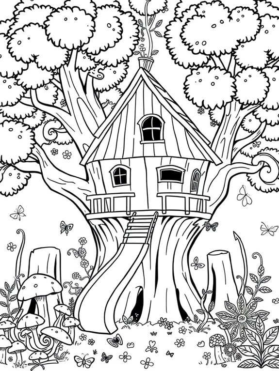 trolls treehouse coloring page