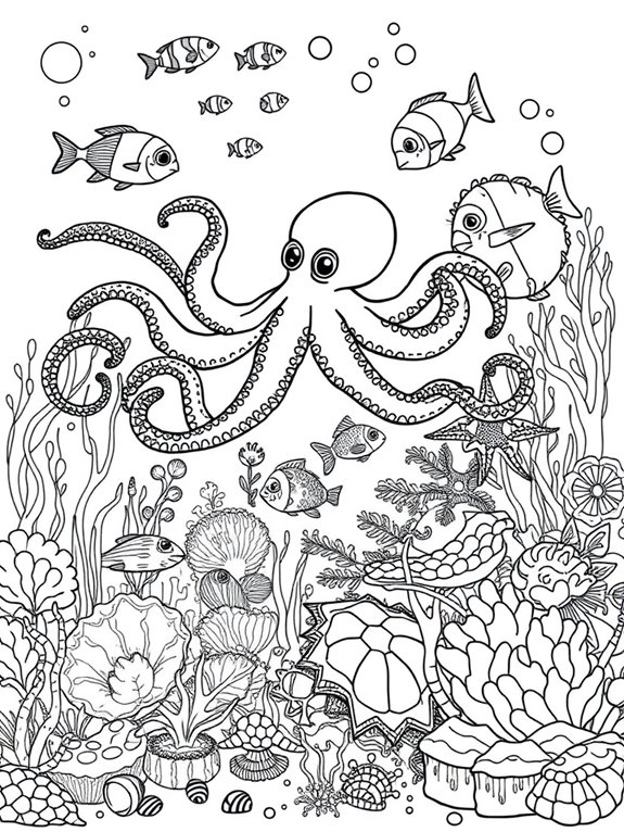 underwater scene coloring activity