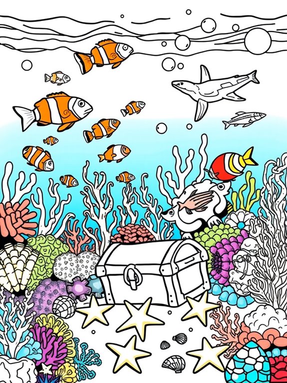 underwater scene coloring page