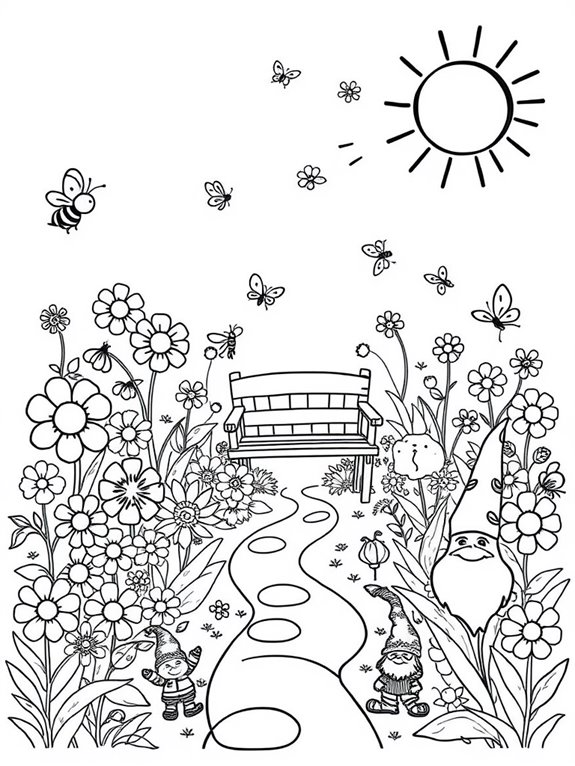 vibrant garden coloring page