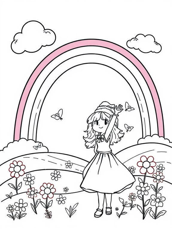 vibrant rainbow coloring page
