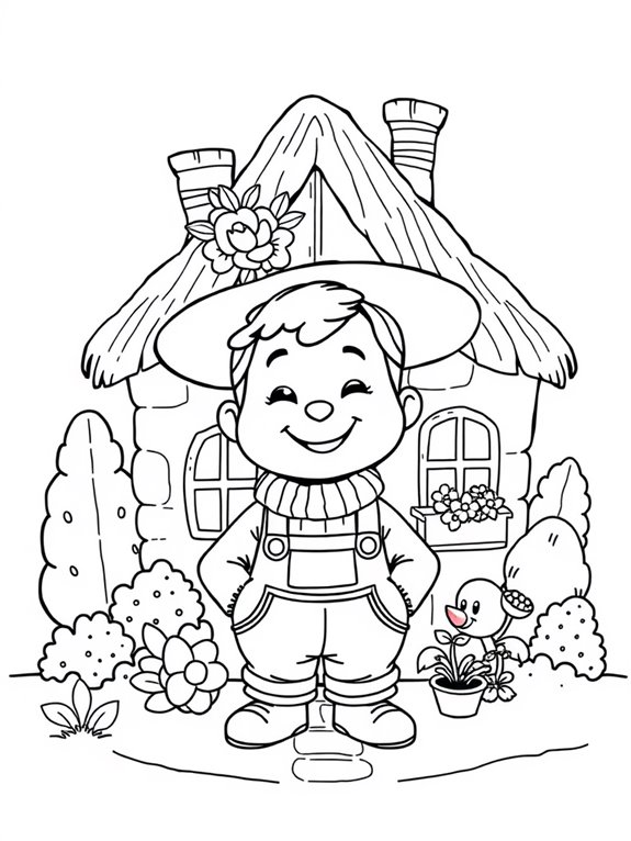 villager with home illustration