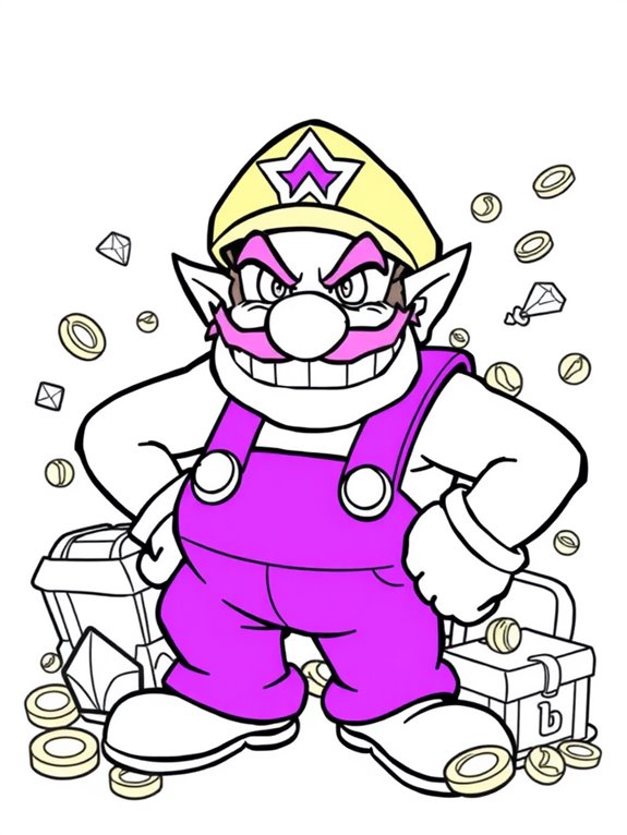 wario treasure coloring page