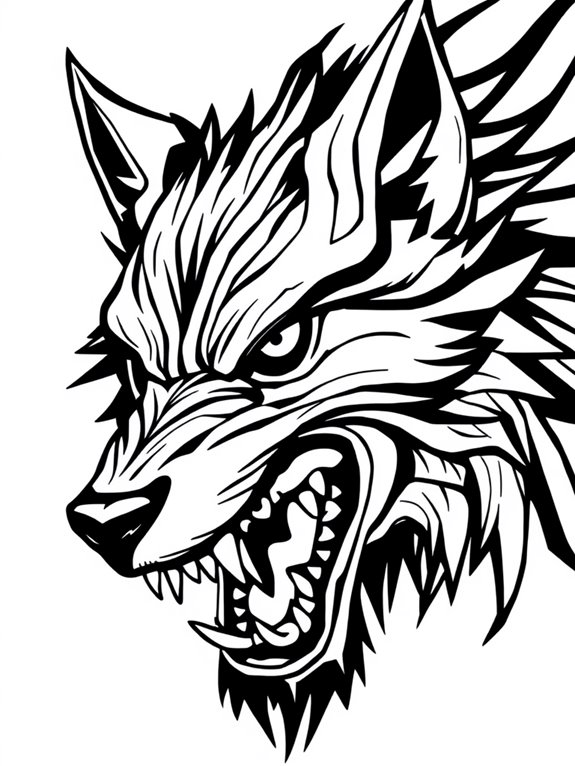 werewolf face coloring page