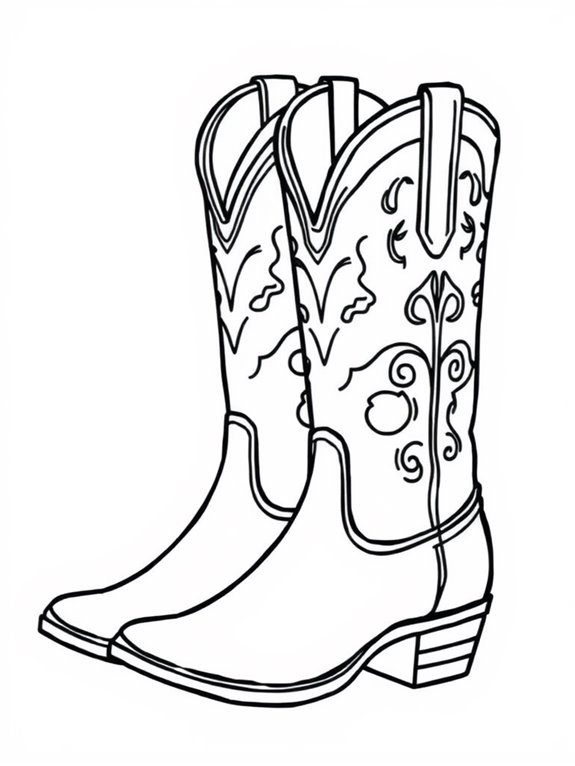 western boots coloring page