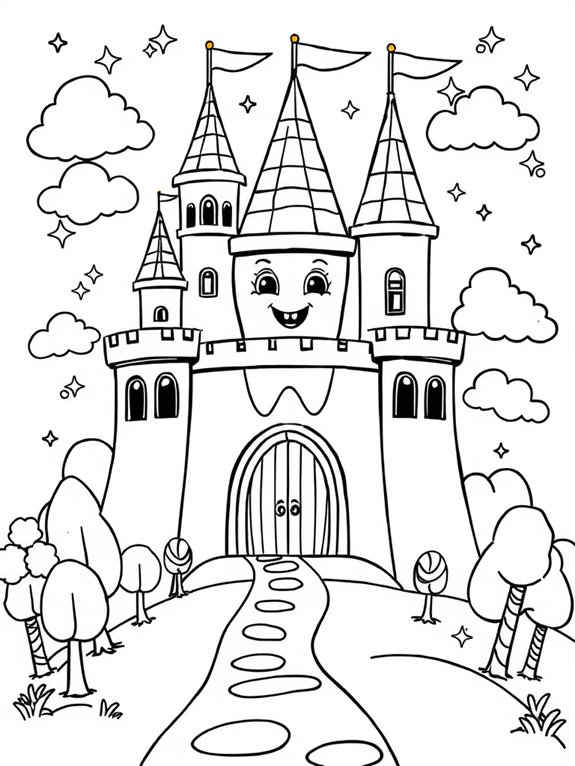 whimsical castle coloring page