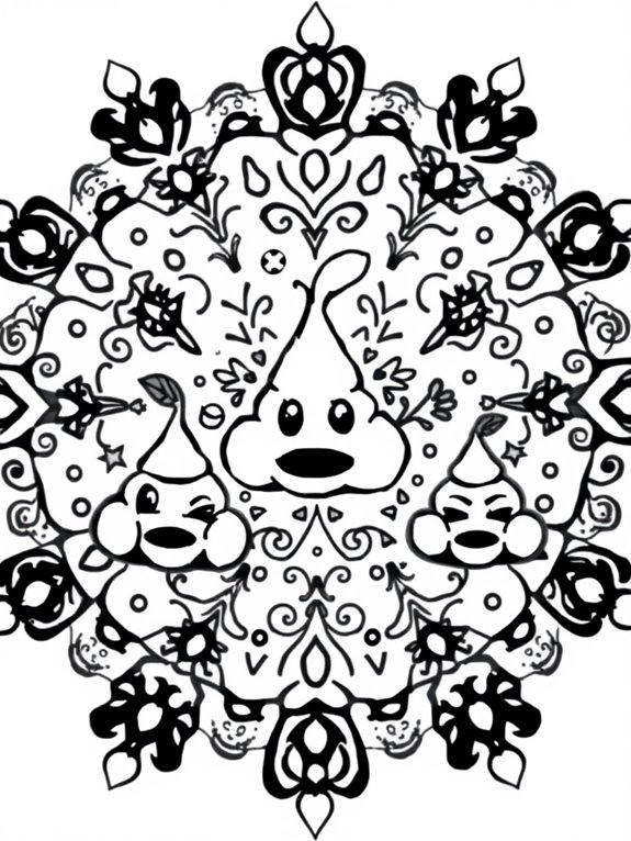 whimsical poop themed mandala design