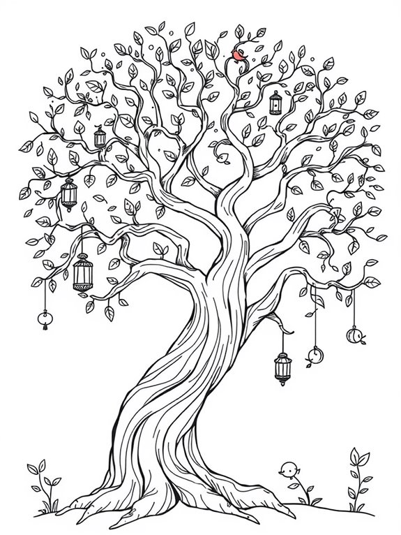 whimsical tree coloring page